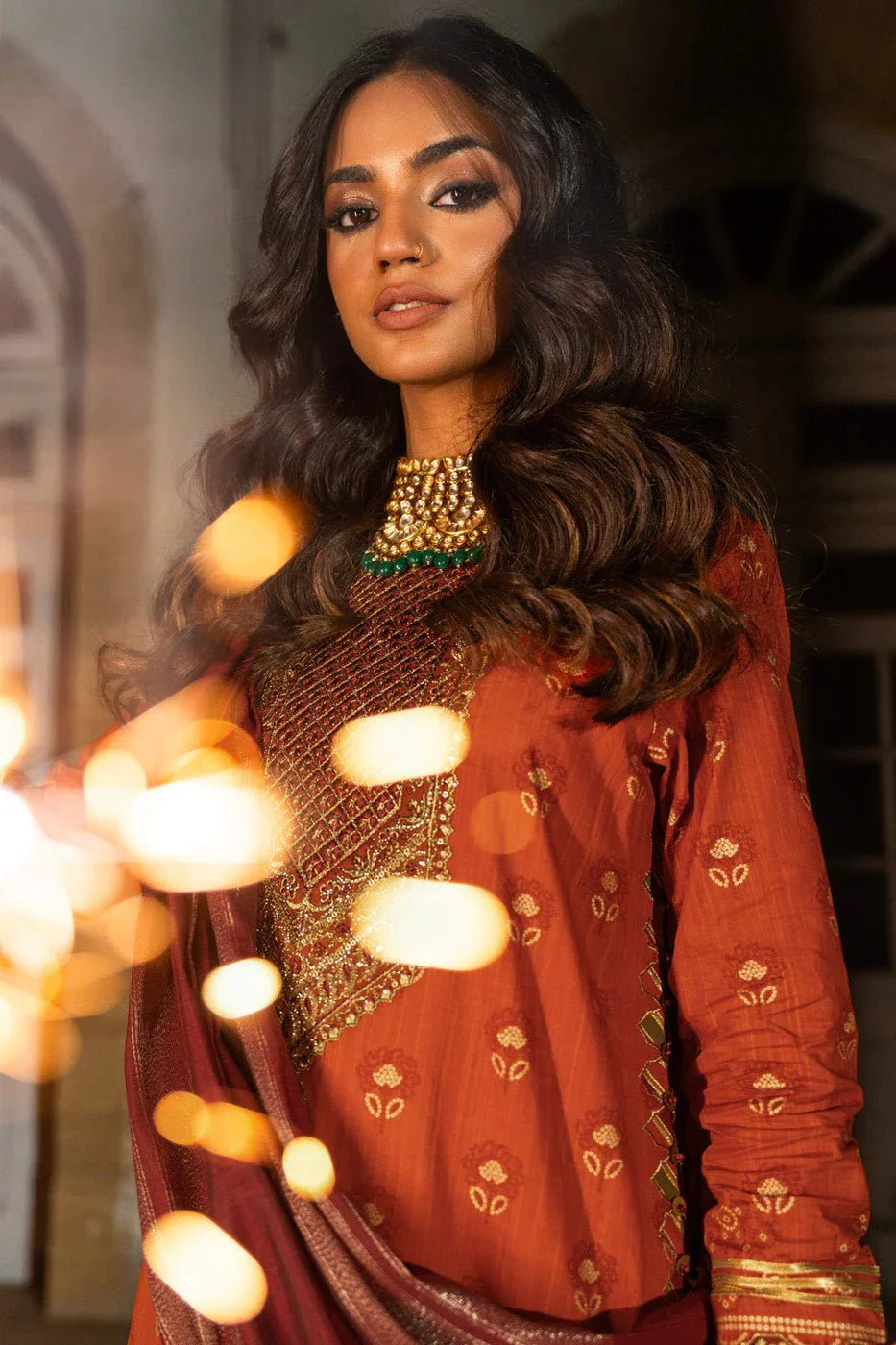 Alkaram | Spring Summer Festive 24 | Embroidered Two Way Slub Rust by Alkaram - Designer Dress - Type: Ladies Clothes - Available at Libayah - 100% Original