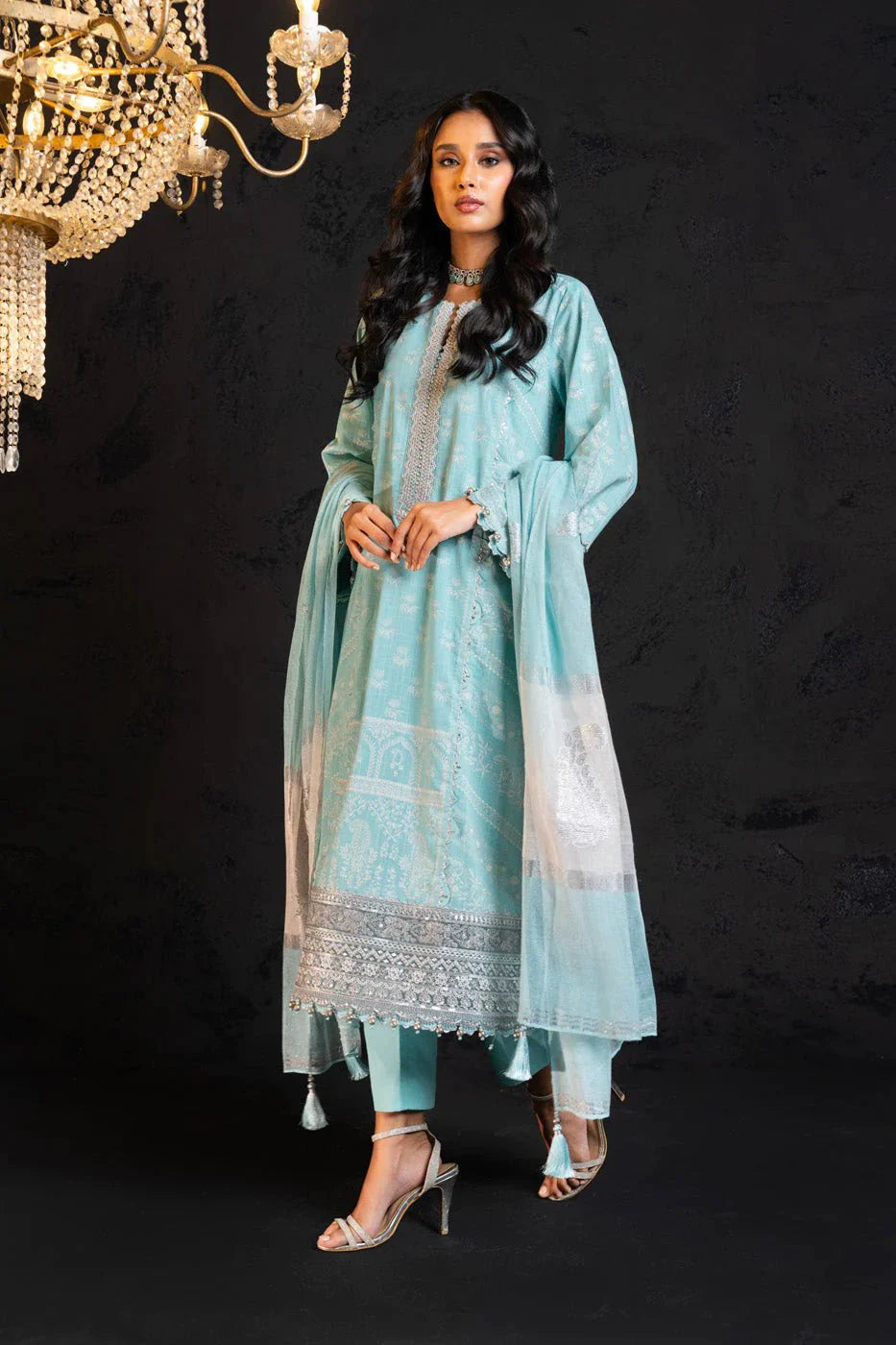 Alkaram | Spring Summer Festive 24 | Embroidered Two Way Slub Sky Blue by Alkaram - Designer Dress - Type: Ladies Clothes - Available at Libayah - 100% Original