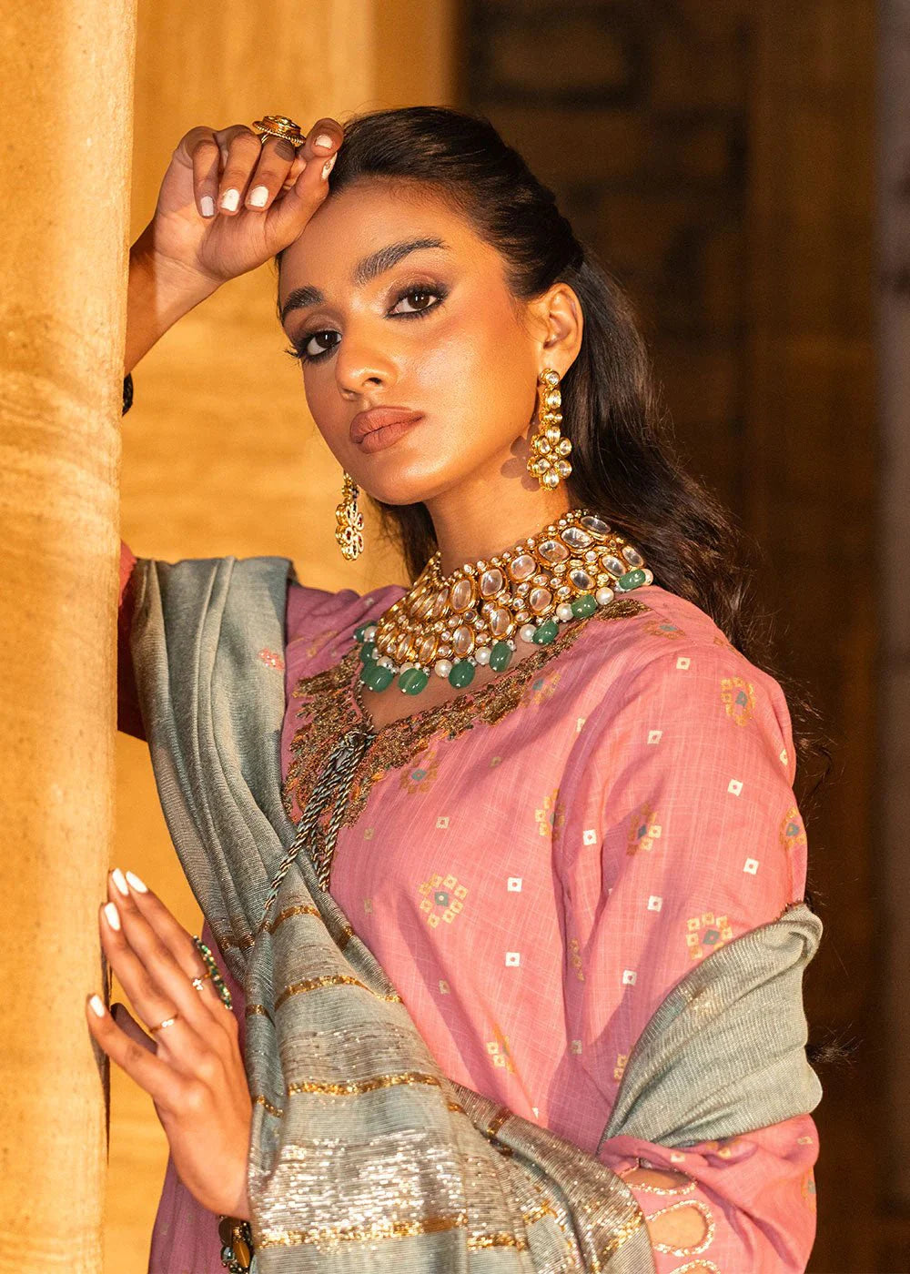 Alkaram | Spring Summer Festive 24 | Embroidered Two Way Slub Tea Pink by Alkaram - Designer Dress - Type: Ladies Clothes - Available at Libayah - 100% Original