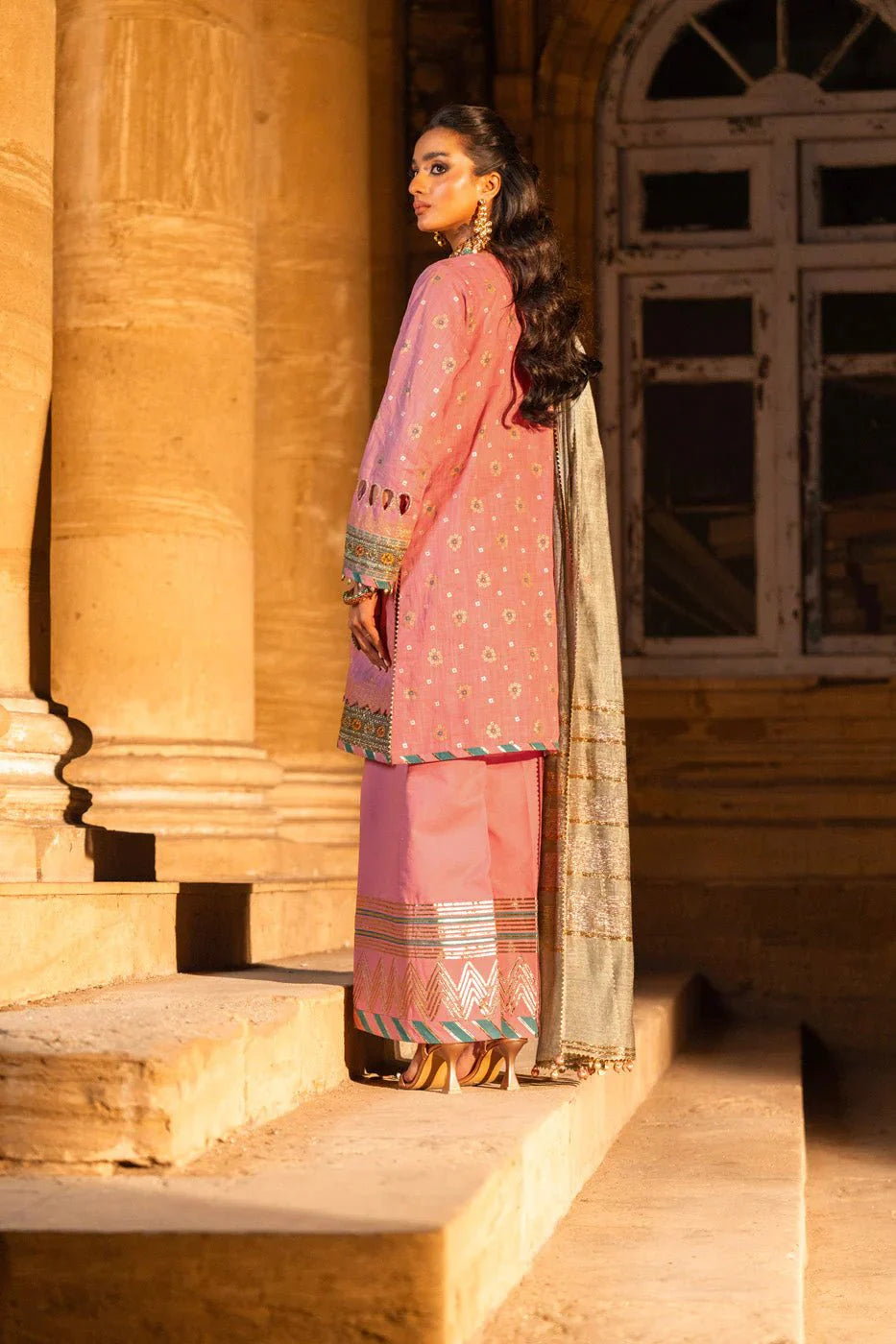 Alkaram | Spring Summer Festive 24 | Embroidered Two Way Slub Tea Pink by Alkaram - Designer Dress - Type: Ladies Clothes - Available at Libayah - 100% Original