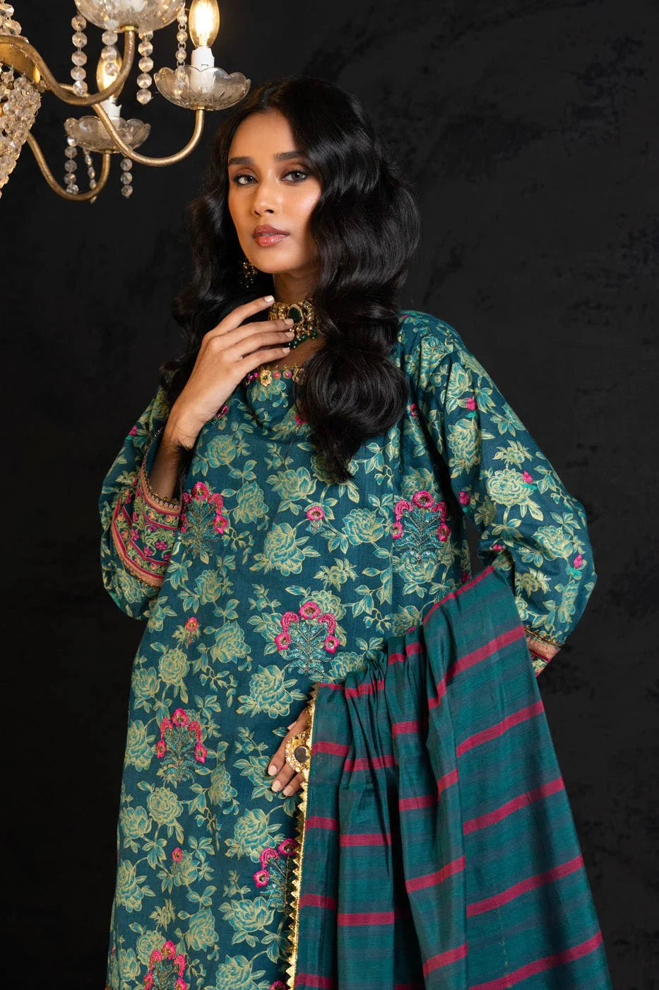 Alkaram | Spring Summer Festive 24 | Embroidered Two Way Slub Teal by Alkaram - Designer Dress - Type: Ladies Clothes - Available at Libayah - 100% Original