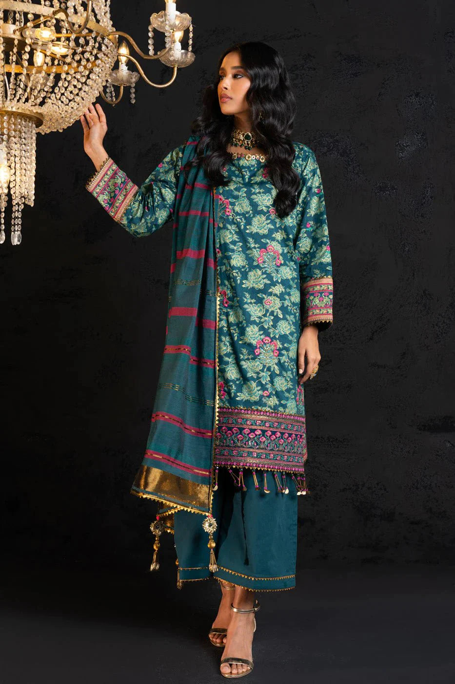 Alkaram | Spring Summer Festive 24 | Embroidered Two Way Slub Teal by Alkaram - Designer Dress - Type: Ladies Clothes - Available at Libayah - 100% Original
