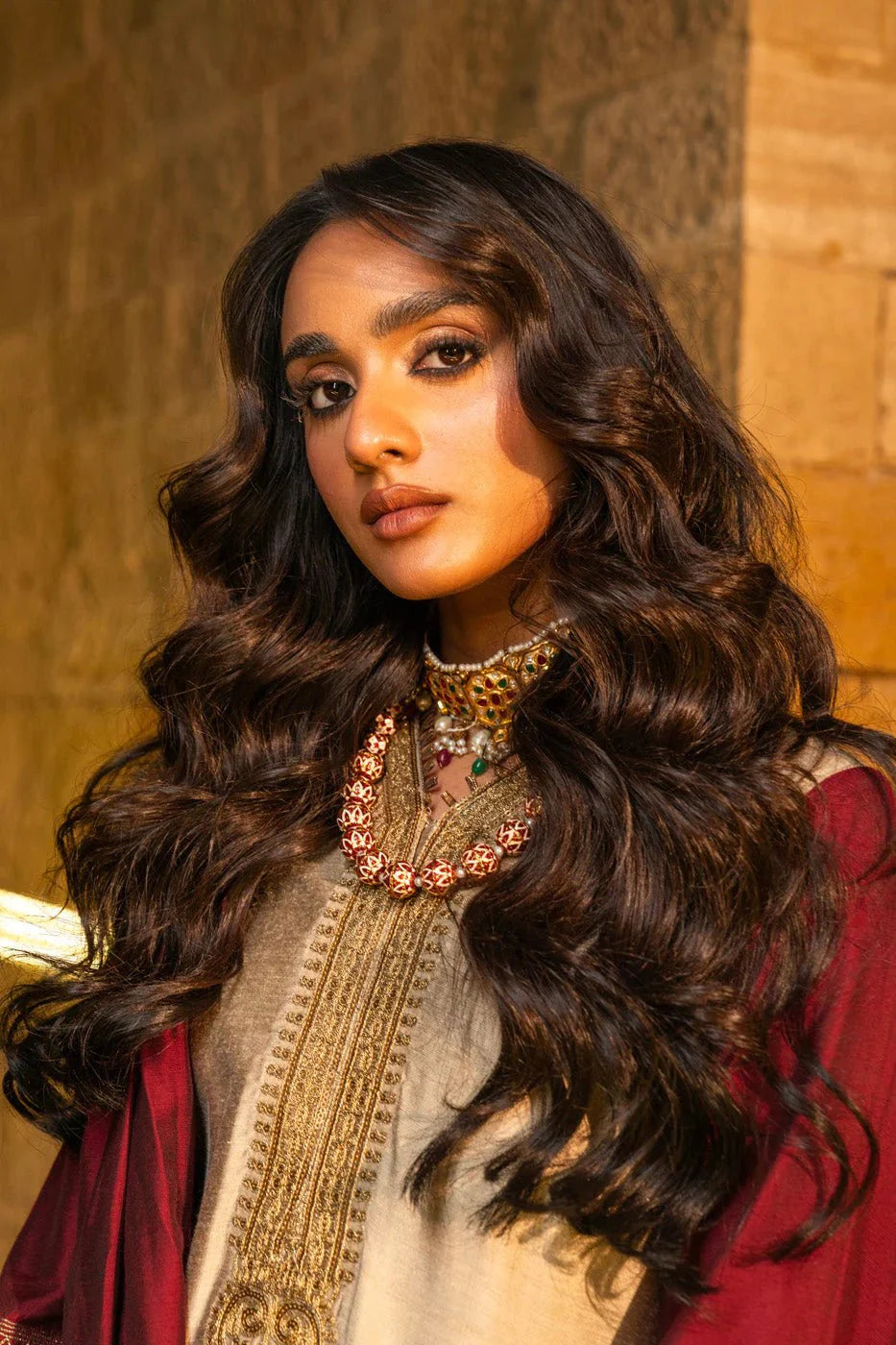 Alkaram | Spring Summer Festive 24 | Embroidered Yarn Dyed Beige by Alkaram - Designer Dress - Type: Ladies Clothes - Available at Libayah - 100% Original