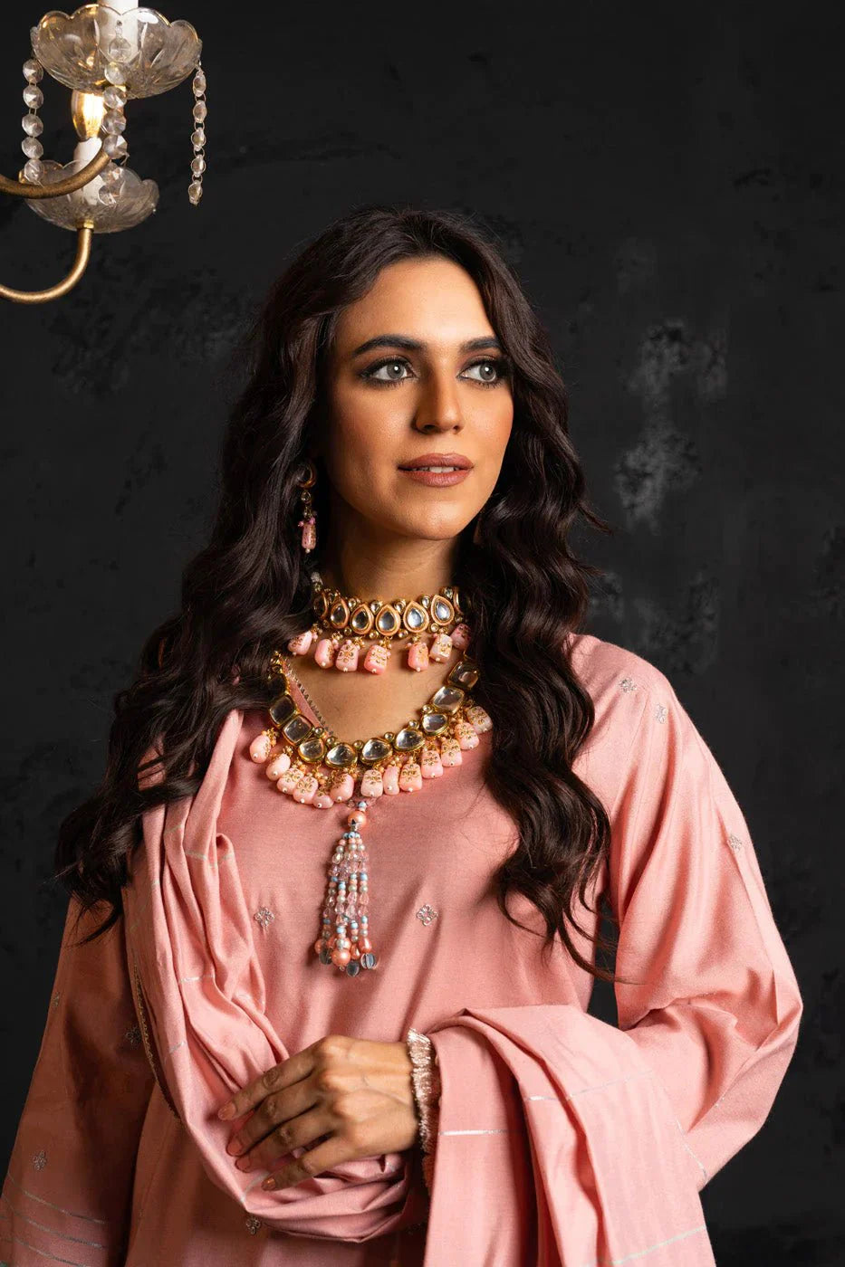 Alkaram | Spring Summer Festive 24 | Embroidered Yarn Dyed Salmon Pink by Alkaram - Designer Dress - Type: Ladies Clothes - Available at Libayah - 100% Original