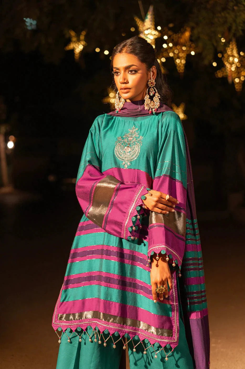 Alkaram | Spring Summer Festive 24 | Embroidered Yarn Dyed Teal by Alkaram - Designer Dress - Type: Ladies Clothes - Available at Libayah - 100% Original