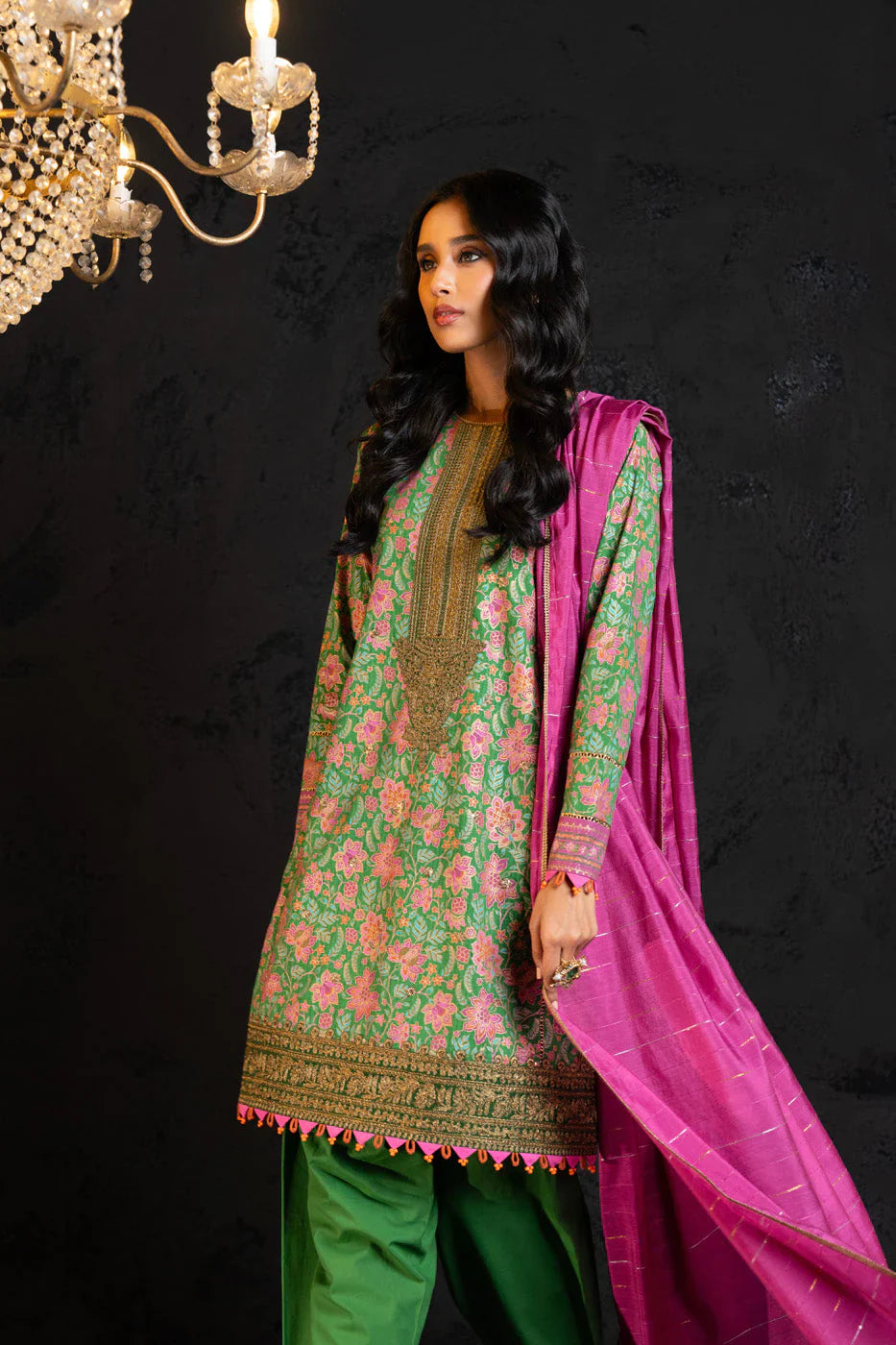 Alkaram | Spring Summer Festive 24 | Embroidered Dobby Green by Alkaram - Designer Dress - Type: Ladies Clothes - Available at Libayah - 100% Original