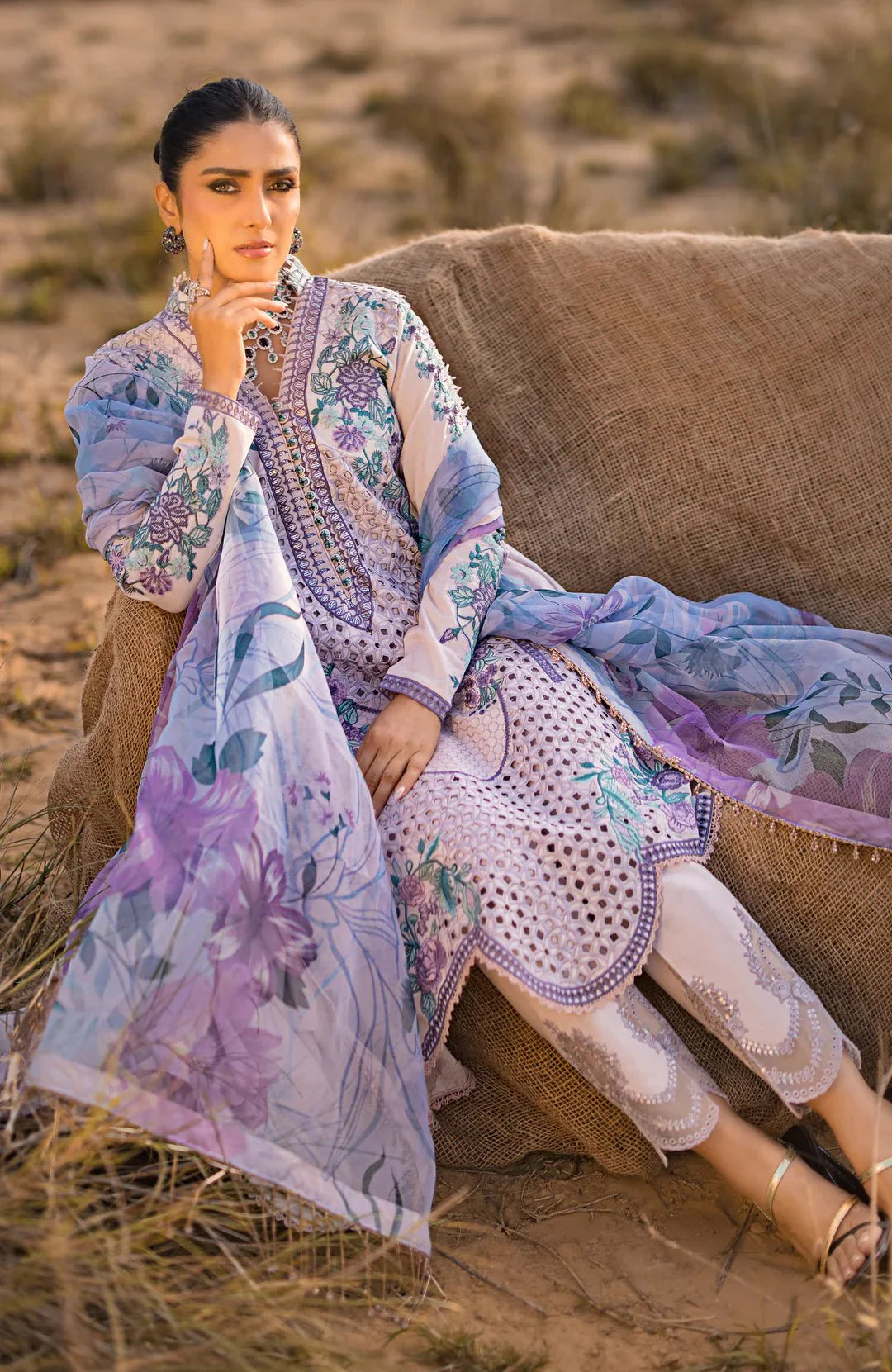 Alzohaib | Mahiymaan Luxury Lawn | MLL- Lavender Mist by Alzohaib - Designer Dress - Type: Ladies Clothes - Available at Libayah - 100% Original