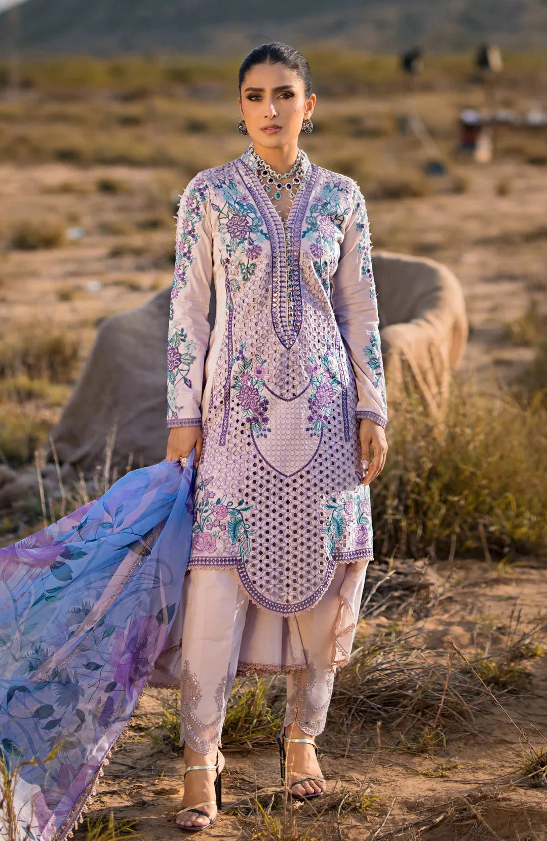 Alzohaib | Mahiymaan Luxury Lawn | MLL- Lavender Mist by Alzohaib - Designer Dress - Type: Ladies Clothes - Available at Libayah - 100% Original