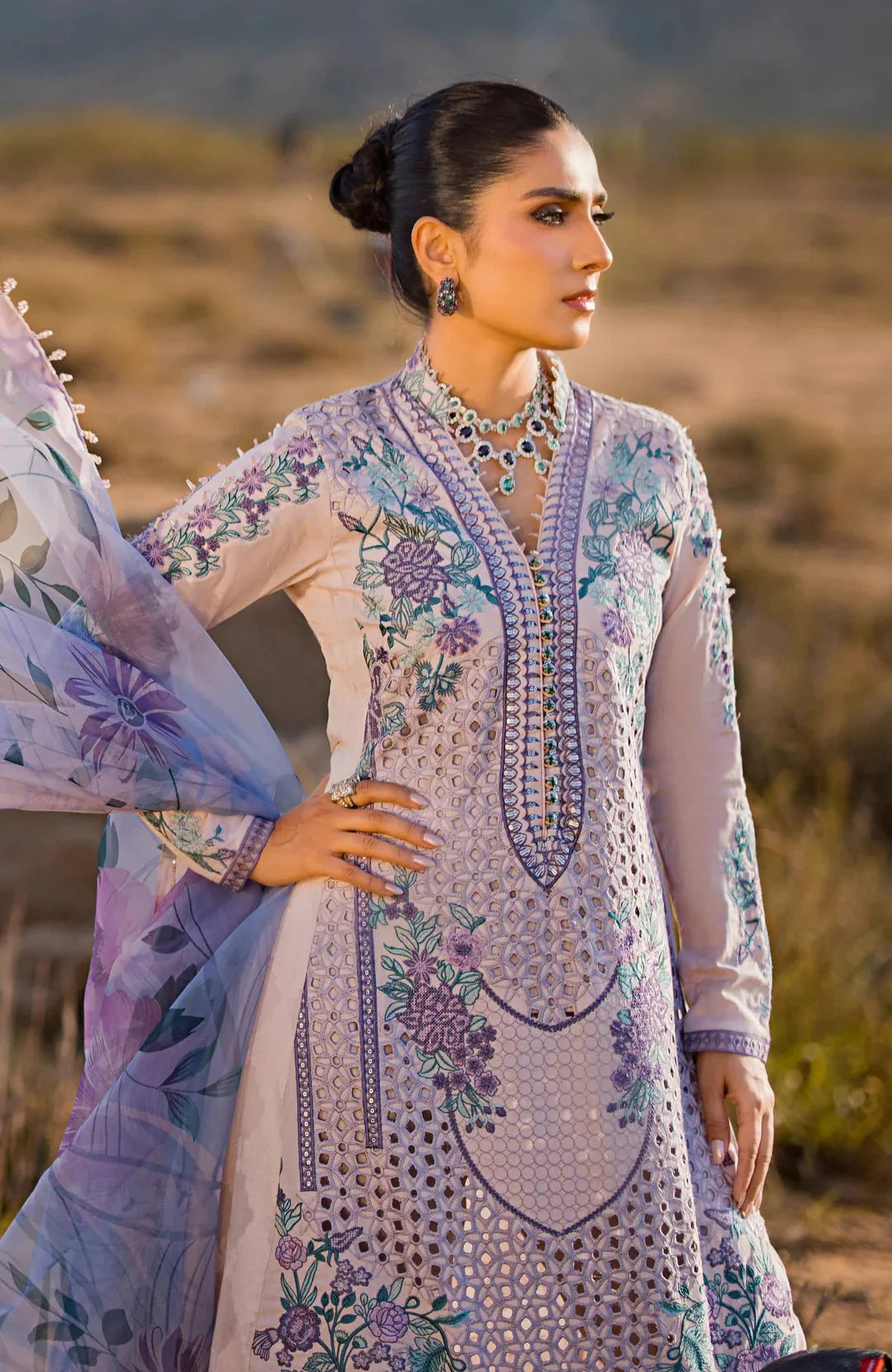 Alzohaib | Mahiymaan Luxury Lawn | MLL- Lavender Mist by Alzohaib - Designer Dress - Type: Ladies Clothes - Available at Libayah - 100% Original