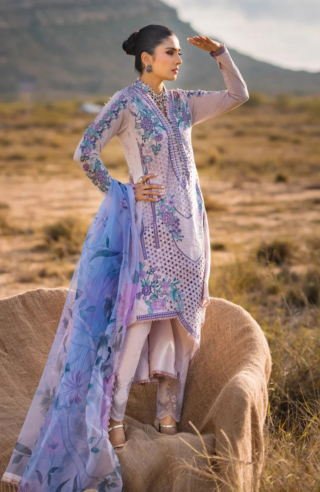 Alzohaib | Mahiymaan Luxury Lawn | MLL- Lavender Mist by Alzohaib - Designer Dress - Type: Ladies Clothes - Available at Libayah - 100% Original