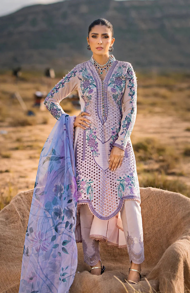 Alzohaib | Mahiymaan Luxury Lawn | MLL- Lavender Mist by Alzohaib - Designer Dress - Type: Ladies Clothes - Available at Libayah - 100% Original