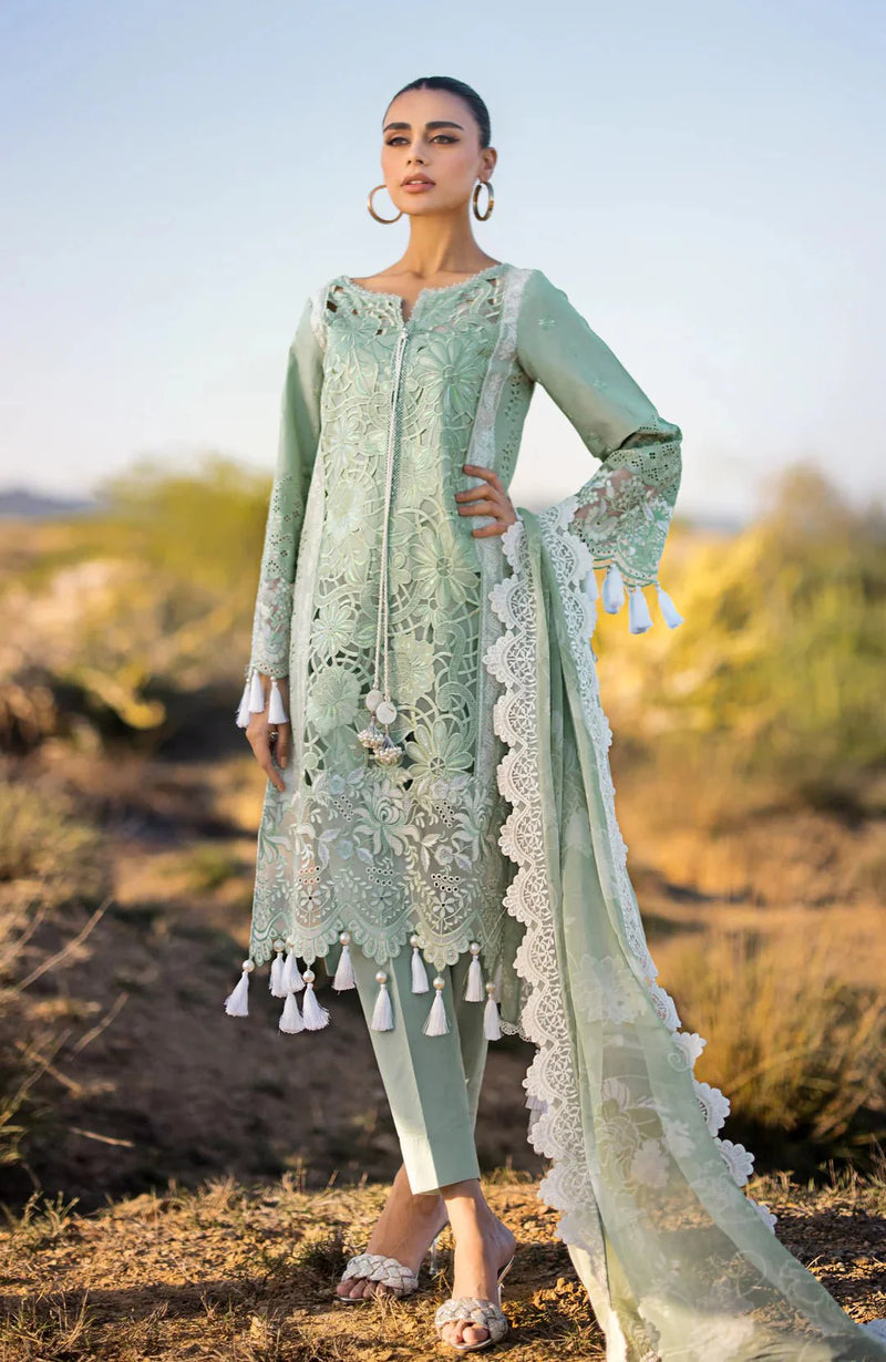 Alzohaib | Mahiymaan Luxury Lawn | MLL- Meadow Mint by Alzohaib - Designer Dress - Type: Ladies Clothes - Available at Libayah - 100% Original