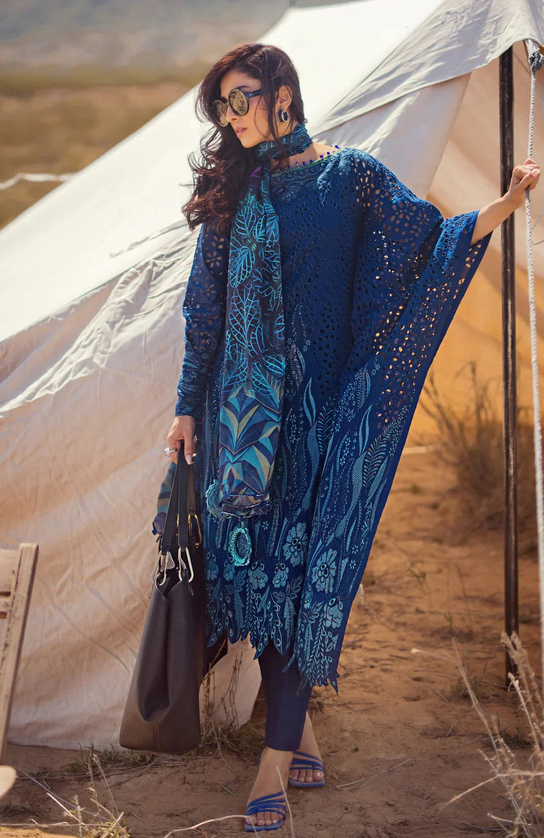 Alzohaib | Mahiymaan Luxury Lawn | MLL- Sapphire Shadow by Alzohaib - Designer Dress - Type: Ladies Clothes - Available at Libayah - 100% Original