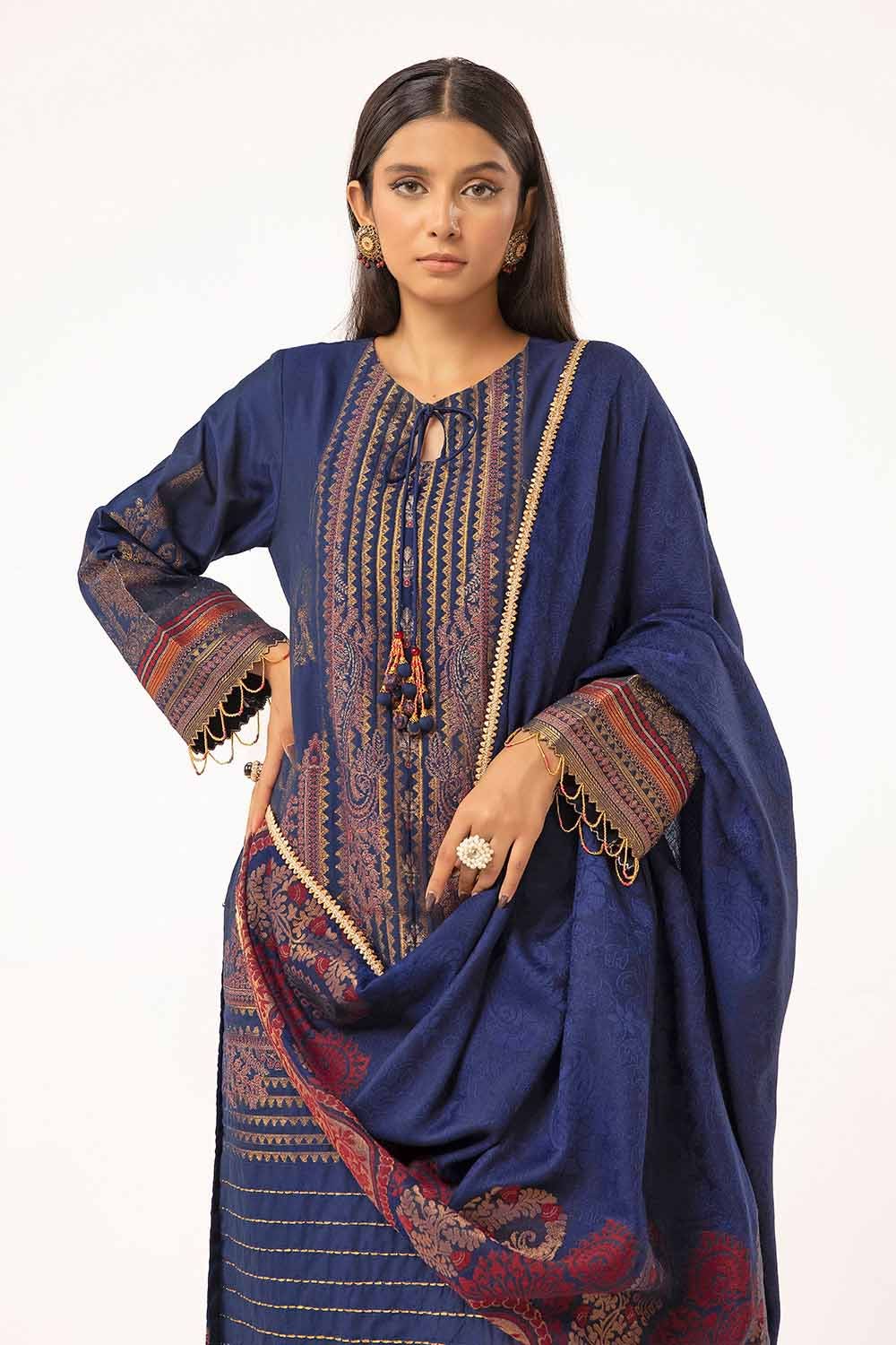 Gul Ahmed | Winter Collection 24 | Khaddar Suit with Pashmina Shawl AP-42020 by Gul Ahmed - Designer Dress - Type: Ladies Clothes - Available at Libayah - 100% Original