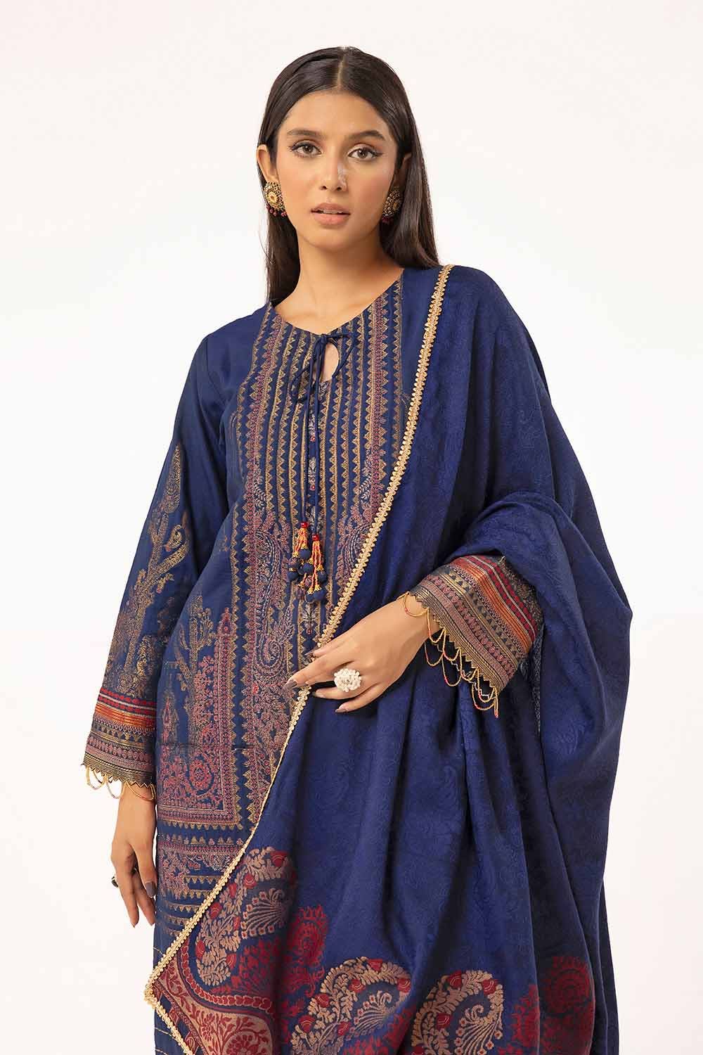 Gul Ahmed | Winter Collection 24 | Khaddar Suit with Pashmina Shawl AP-42020 by Gul Ahmed - Designer Dress - Type: Ladies Clothes - Available at Libayah - 100% Original