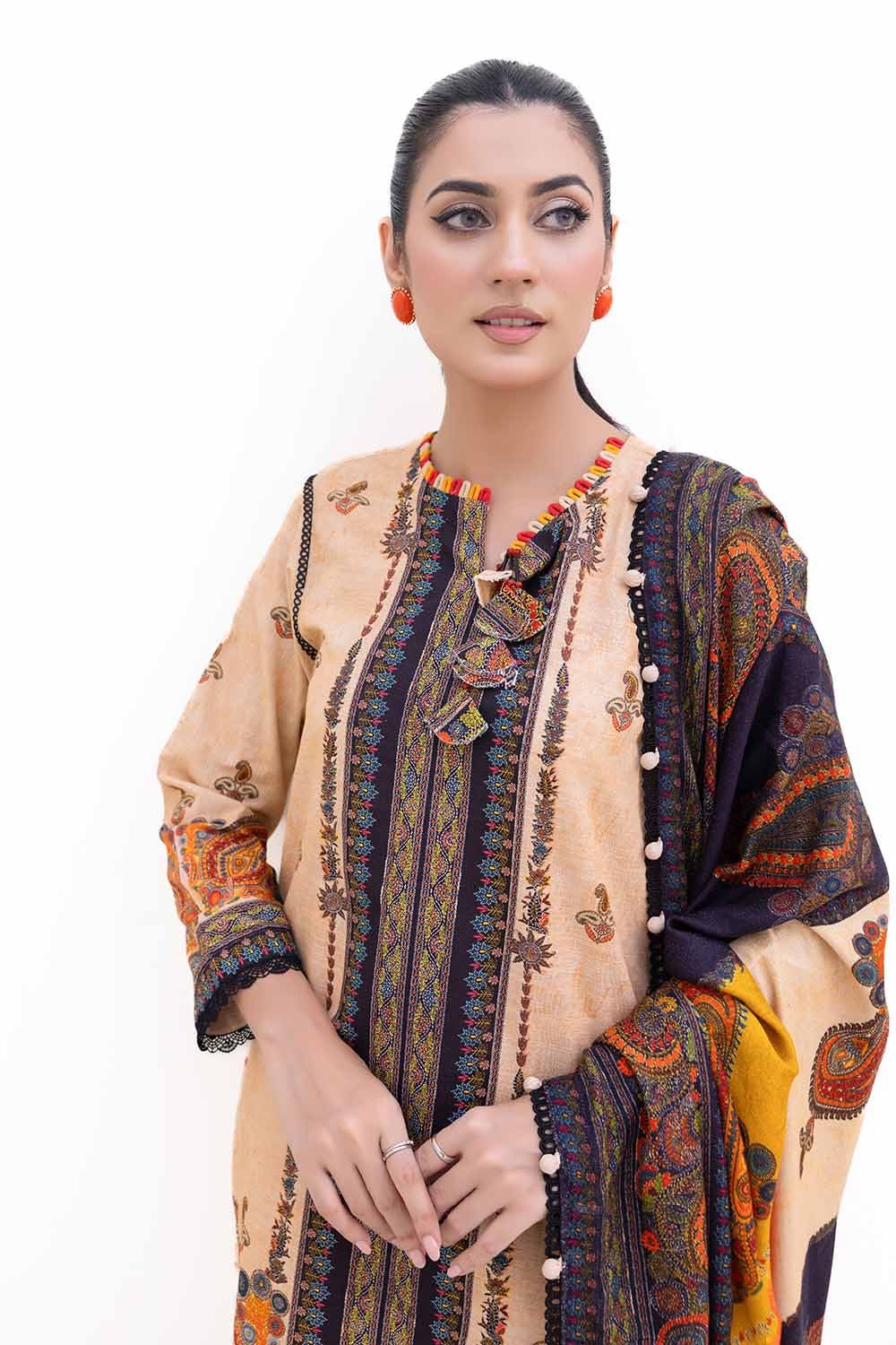 Gul Ahmed | Winter Collection 24 | Khaddar Suit with Printed Pashmina Dupatta AP-42031 by Gul Ahmed - Designer Dress - Type: Ladies Clothes - Available at Libayah - 100% Original