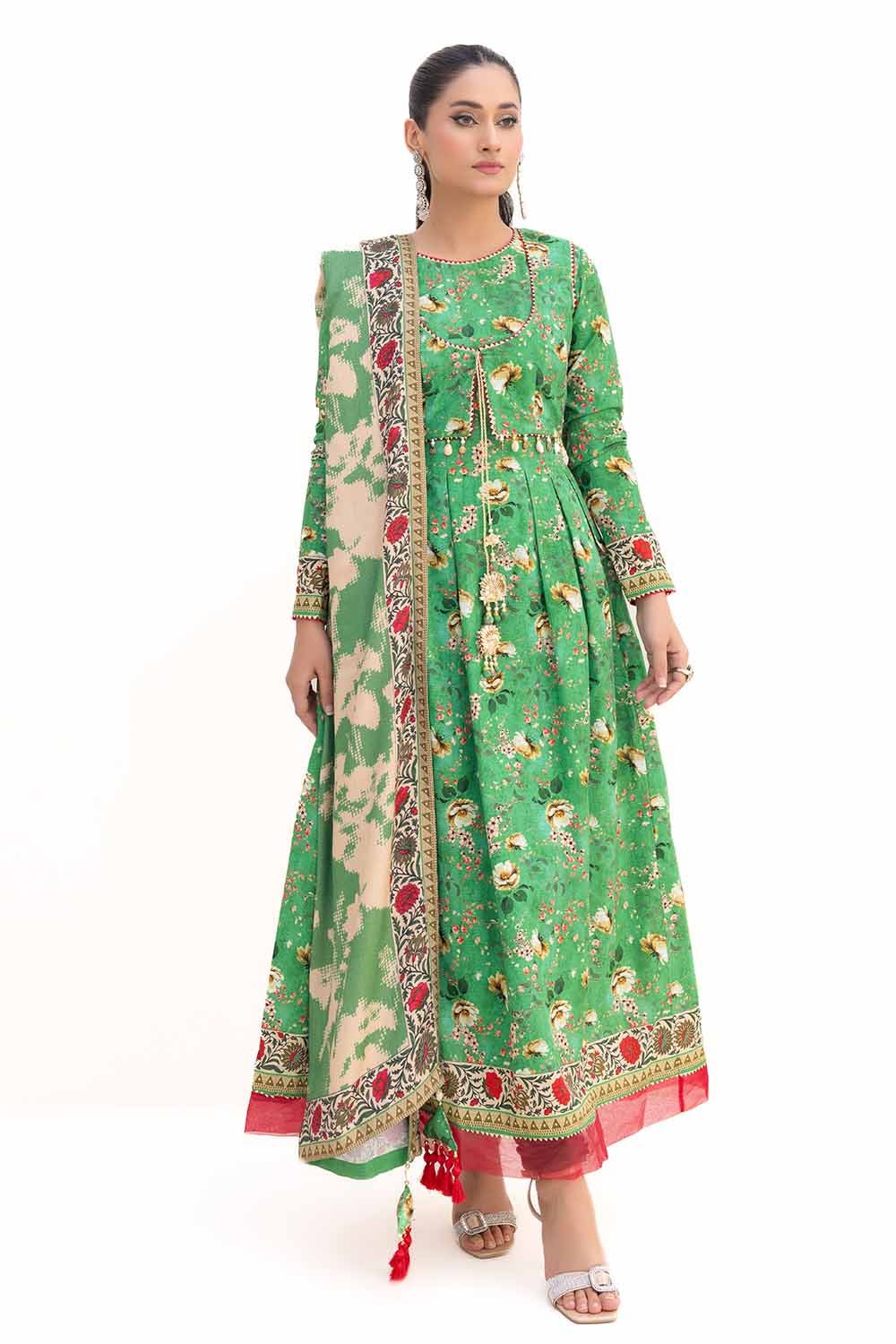 Gul Ahmed | Winter Collection 24 | Khaddar Suit with Printed Pashmina Dupatta AP-42036 by Gul Ahmed - Designer Dress - Type: Ladies Clothes - Available at Libayah - 100% Original