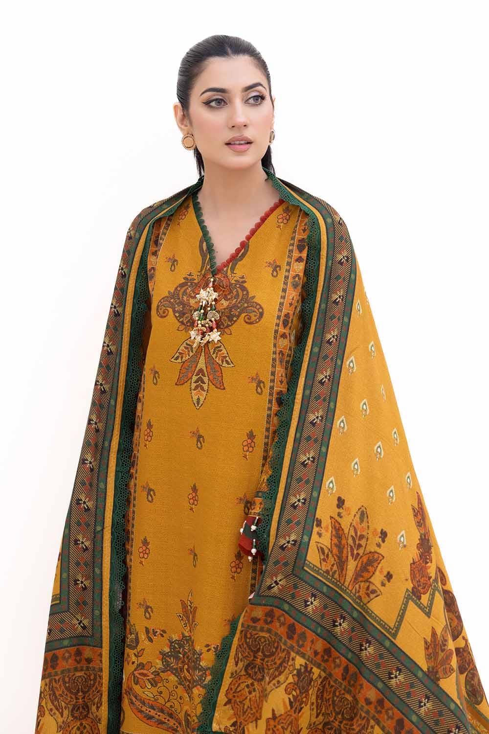 Gul Ahmed | Winter Collection 24 | Khaddar Suit with Printed Pashmina Dupatta AP-42037 by Gul Ahmed - Designer Dress - Type: Ladies Clothes - Available at Libayah - 100% Original