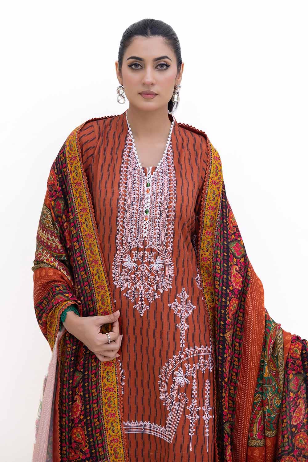 Gul Ahmed | Winter Collection 24 | Khaddar Suit with Printed Pashmina Dupatta AP-42048 by Gul Ahmed - Designer Dress - Type: Ladies Clothes - Available at Libayah - 100% Original