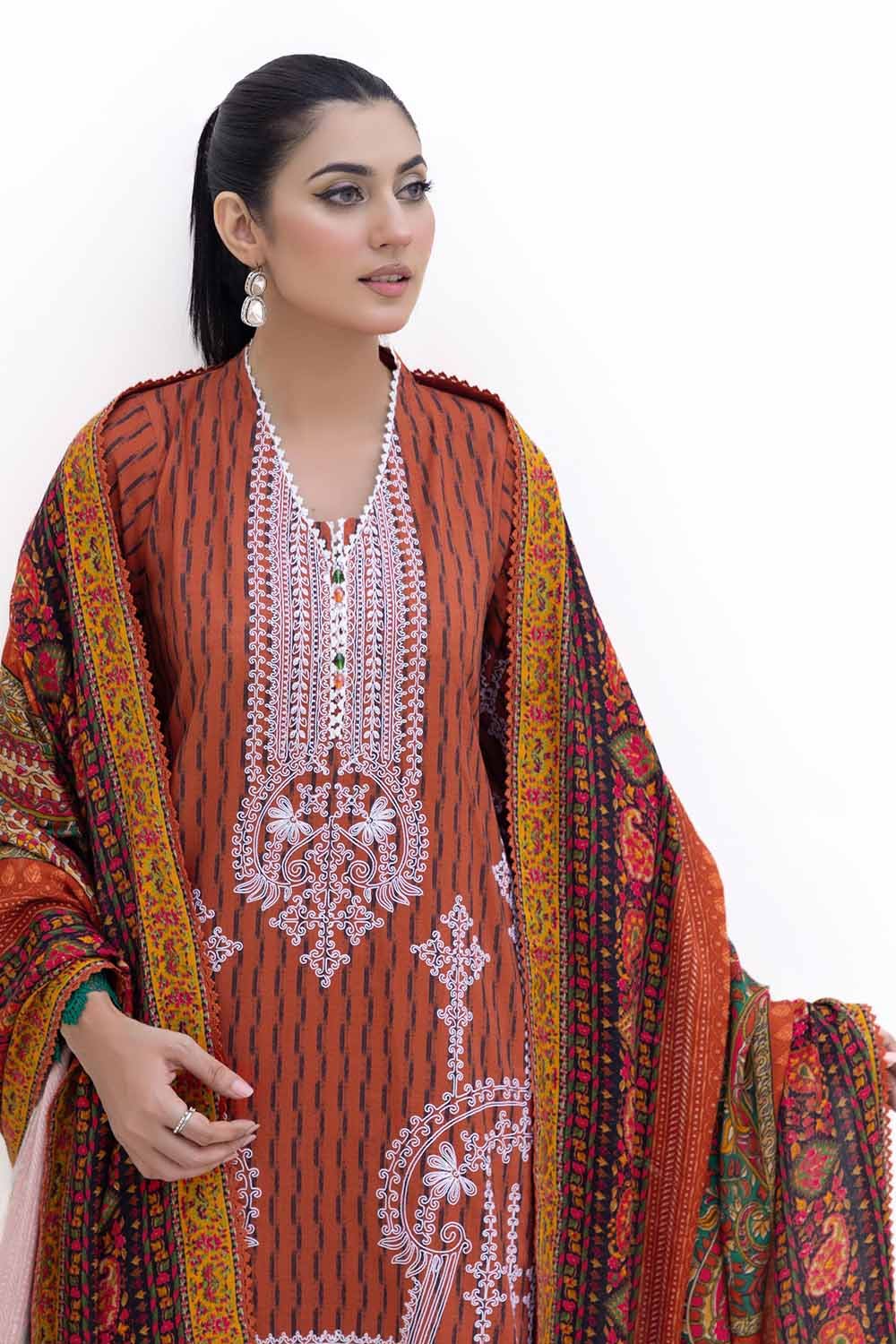 Gul Ahmed | Winter Collection 24 | Khaddar Suit with Printed Pashmina Dupatta AP-42048 by Gul Ahmed - Designer Dress - Type: Ladies Clothes - Available at Libayah - 100% Original