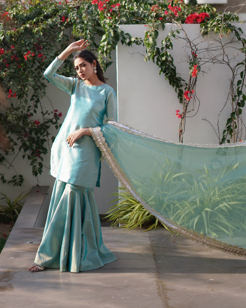 Zar | Gharara Formals | Aqua by Zar - Designer Dress - Type: Ladies Clothes - Available at Libayah - 100% Original