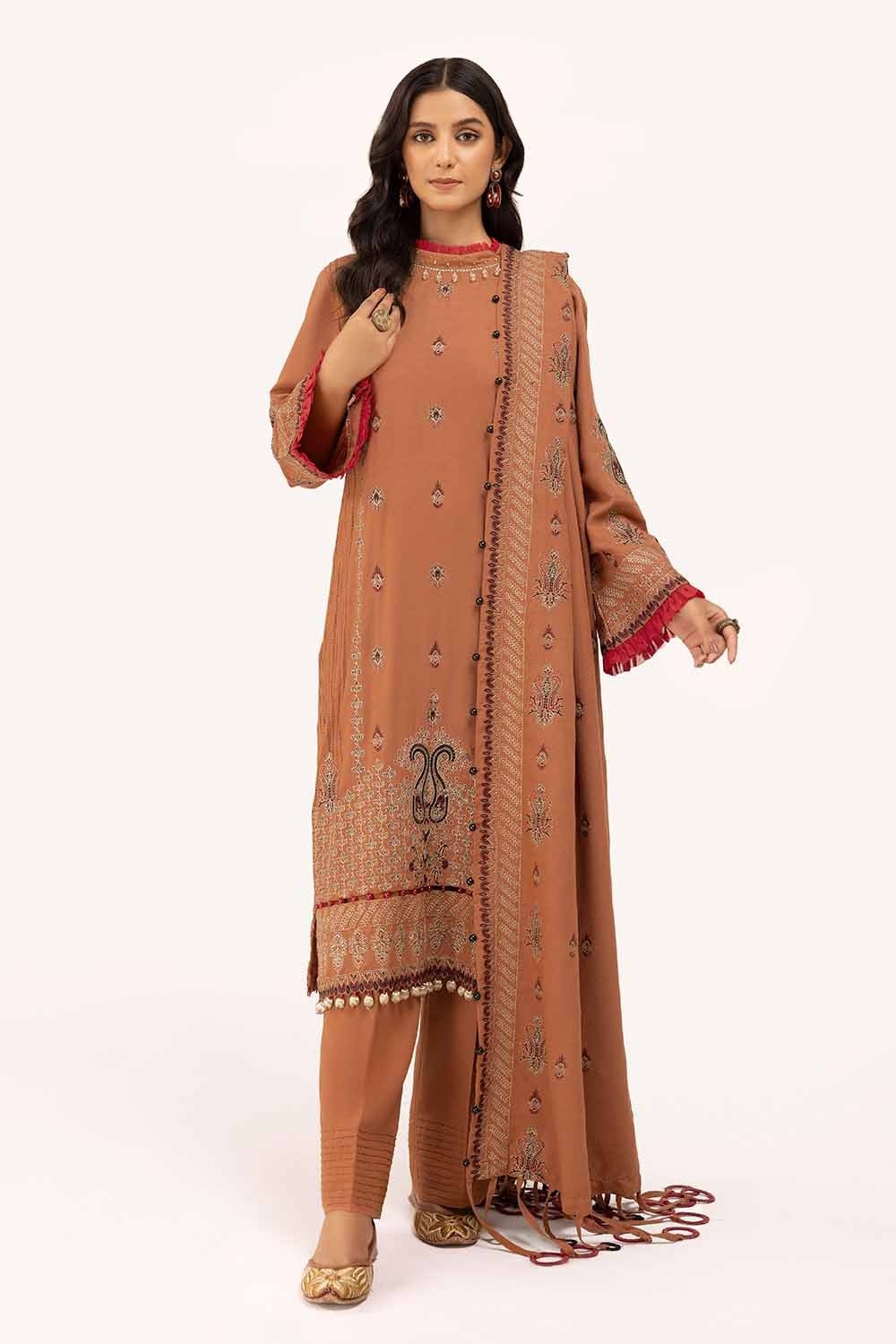 Gul Ahmed | Winter Collection 24 | Karandi Dupatta AY-42005 by Gul Ahmed - Designer Dress - Type: Ladies Clothes - Available at Libayah - 100% Original