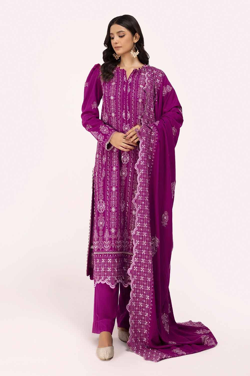 Gul Ahmed | Winter Collection 24 | Karandi Dupatta AY-42009 by Gul Ahmed - Designer Dress - Type: Ladies Clothes - Available at Libayah - 100% Original