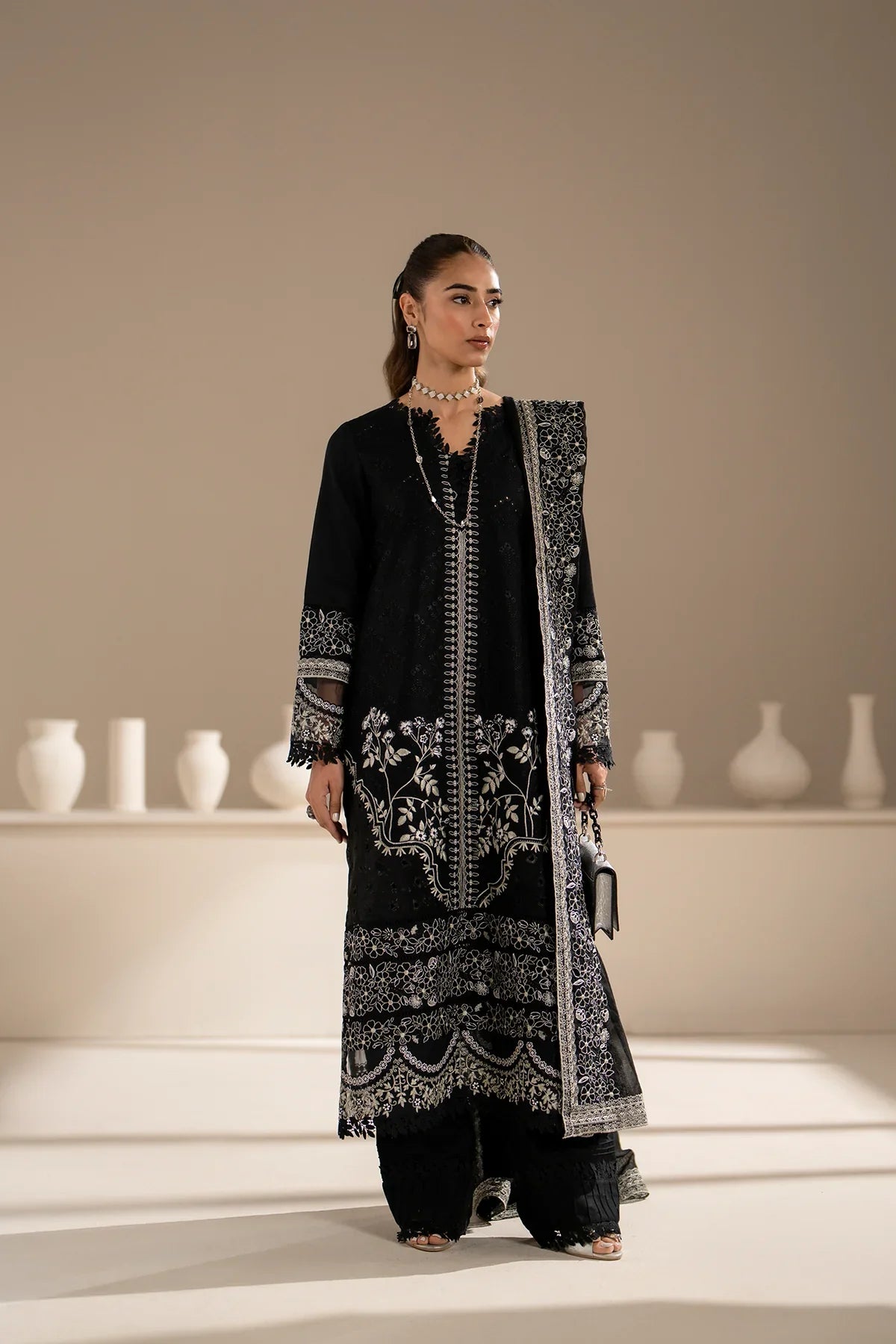 Azzal | Aghaaz Luxury Lawn | Siyah by Azzal - Designer Dress - Type: Ladies Clothes - Available at Libayah - 100% Original