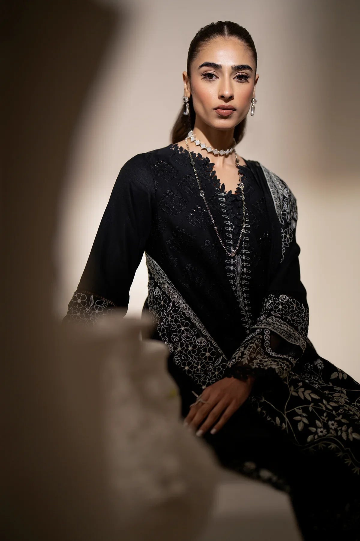 Azzal | Aghaaz Luxury Lawn | Siyah by Azzal - Designer Dress - Type: Ladies Clothes - Available at Libayah - 100% Original