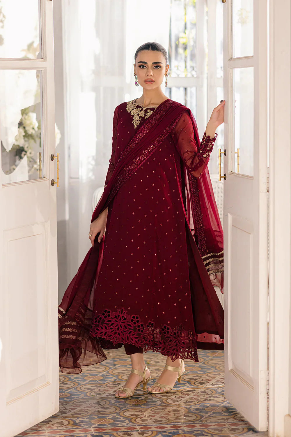 Azure | Ensembles Embroidered Formals | Garnet Glam by Azure - Designer Dress - Type: Ladies Clothes - Available at Libayah - 100% Original