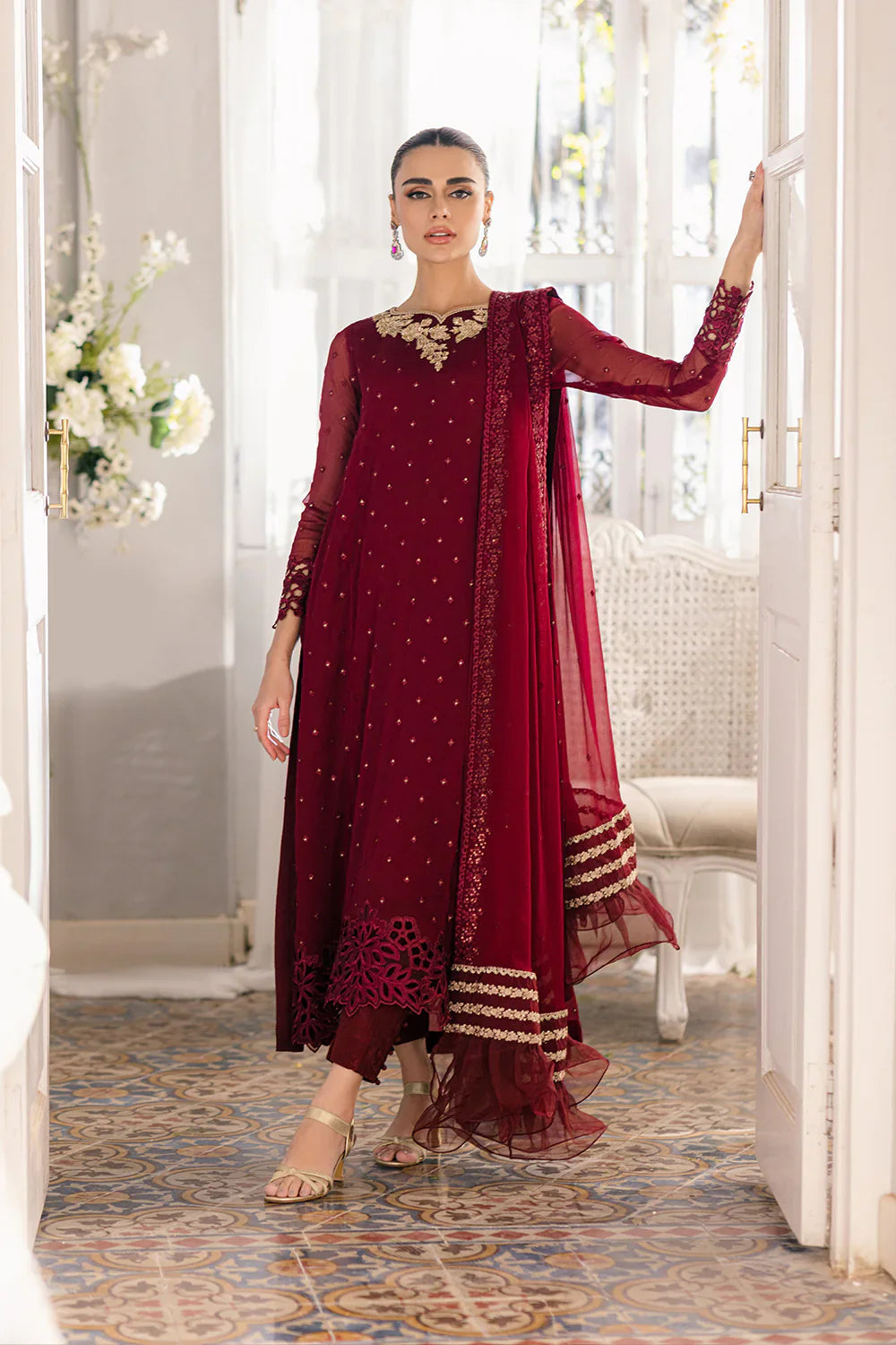 Azure | Ensembles Embroidered Formals | Garnet Glam by Azure - Designer Dress - Type: Ladies Clothes - Available at Libayah - 100% Original