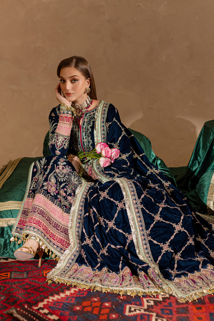 Marjjan | De Rose Velvet | MRV-10 (BLUE) by Marjjan - Designer Dress - Type: Ladies Clothes - Available at Libayah - 100% Original