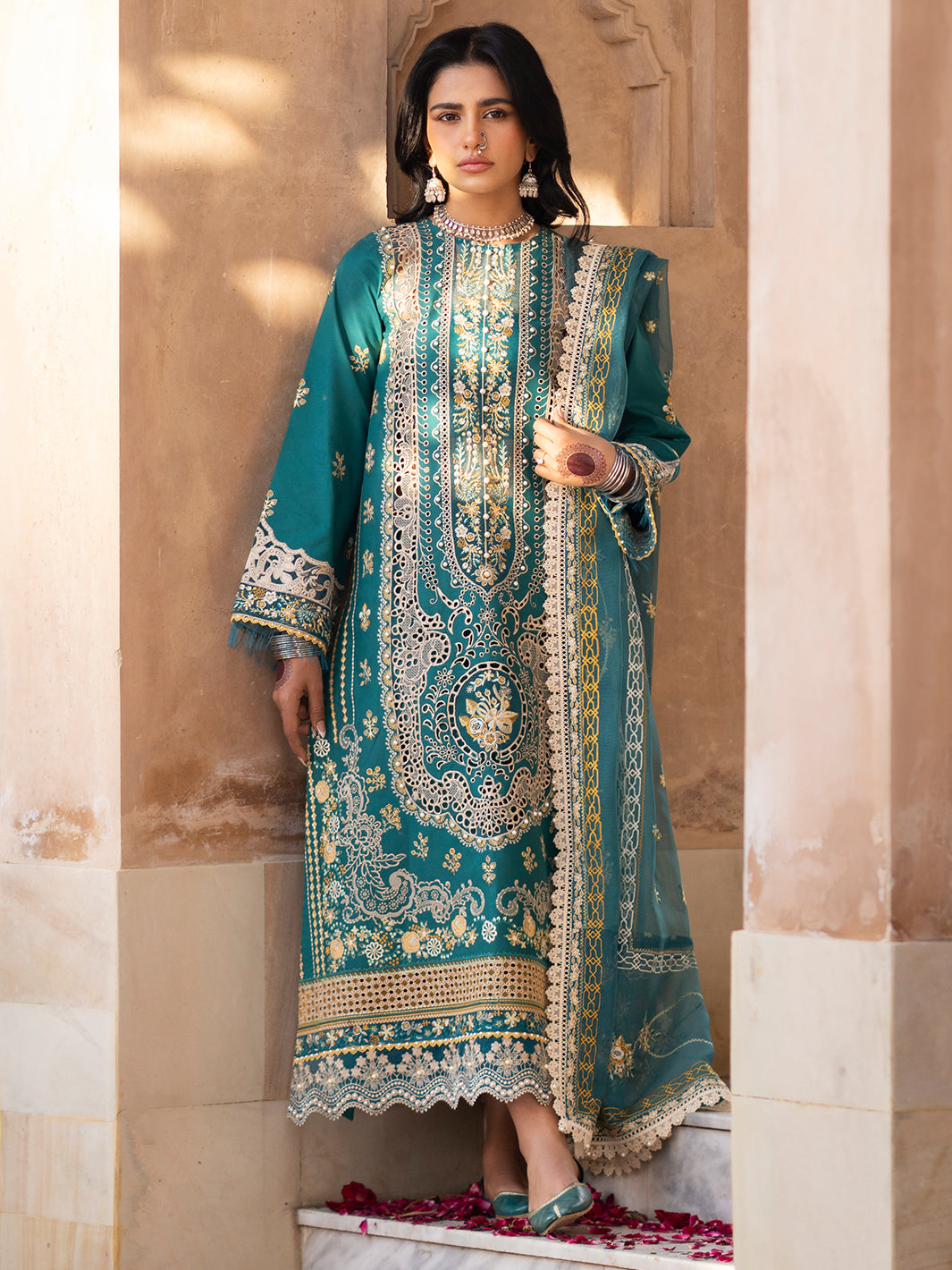 Binilyas | Dilbaro Embroidered Festive Lawn 24 | 404-B by Bin Ilyas - Designer Dress - Type: Ladies Clothes - Available at Libayah - 100% Original