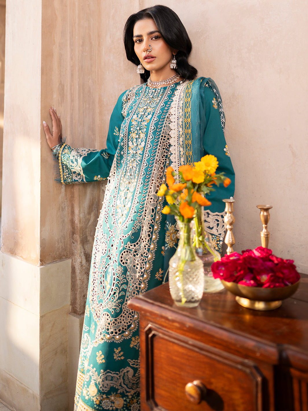 Binilyas | Dilbaro Embroidered Festive Lawn 24 | 404-B by Bin Ilyas - Designer Dress - Type: Ladies Clothes - Available at Libayah - 100% Original