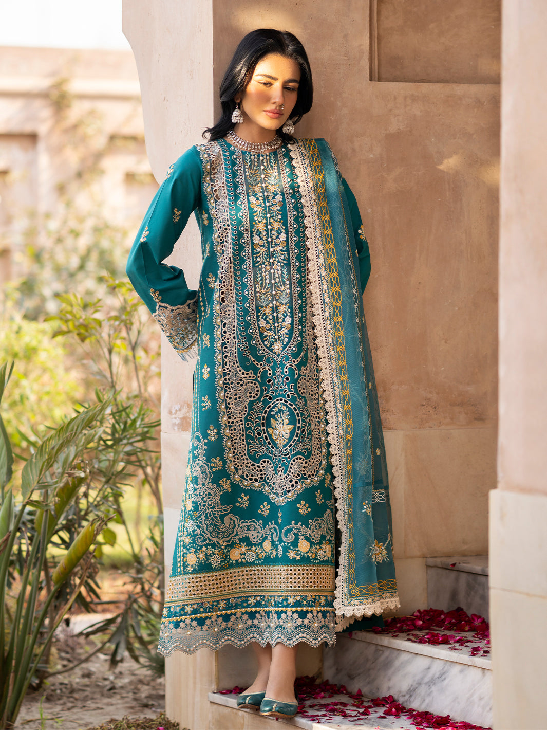 Binilyas | Dilbaro Embroidered Festive Lawn 24 | 404-B by Bin Ilyas - Designer Dress - Type: Ladies Clothes - Available at Libayah - 100% Original