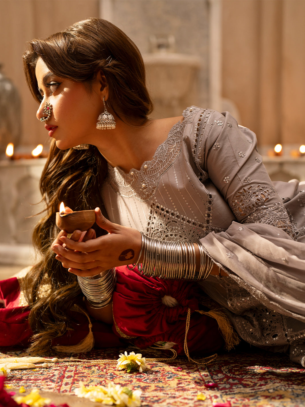 Binilyas | Dilbaro Embroidered Festive Lawn 24 | 401-B by Bin Ilyas - Designer Dress - Type: Ladies Clothes - Available at Libayah - 100% Original