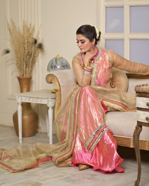 Zar | Formals Wear | Golden/Pink by Zar - Designer Dress - Type: Ladies Clothes - Available at Libayah - 100% Original
