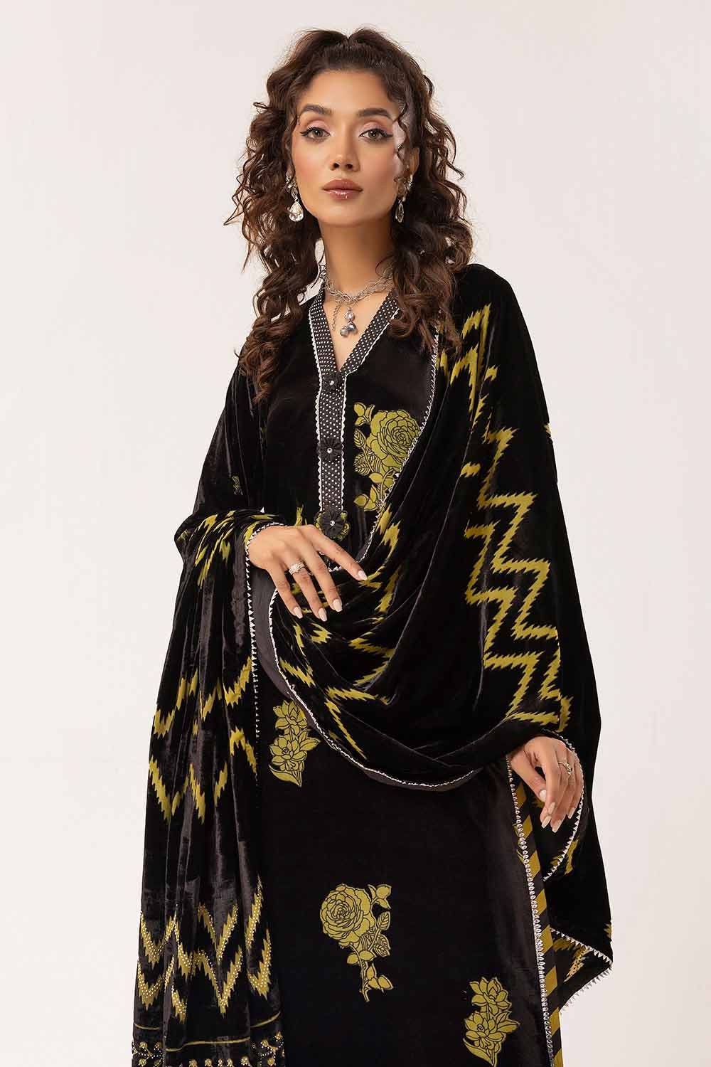 Gul Ahmed | Winter Collection 24 | Diamanties Burnout Velvet Dupatta BVL-42001 by Gul Ahmed - Designer Dress - Type: Ladies Clothes - Available at Libayah - 100% Original
