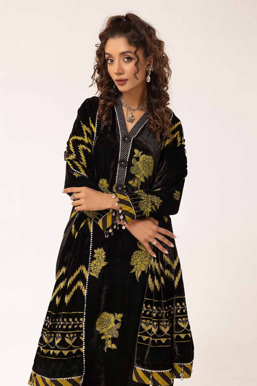 Gul Ahmed | Winter Collection 24 | Diamanties Burnout Velvet Dupatta BVL-42001 by Gul Ahmed - Designer Dress - Type: Ladies Clothes - Available at Libayah - 100% Original
