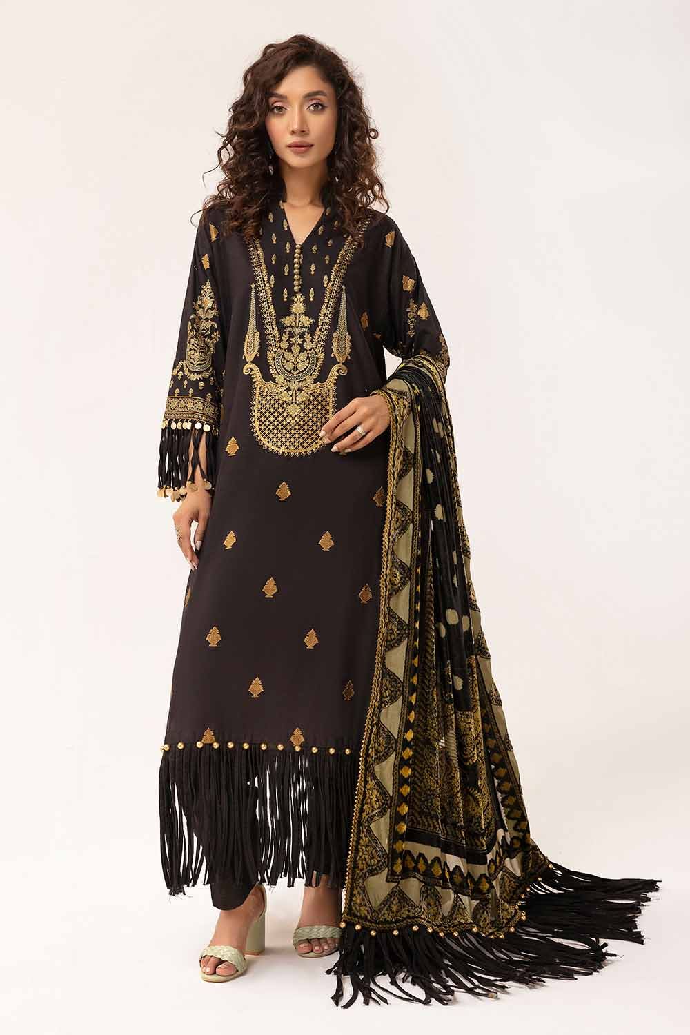 Gul Ahmed | Winter Collection 24 | Burnout Velvet Dupatta BVL-42002 by Gul Ahmed - Designer Dress - Type: Ladies Clothes - Available at Libayah - 100% Original