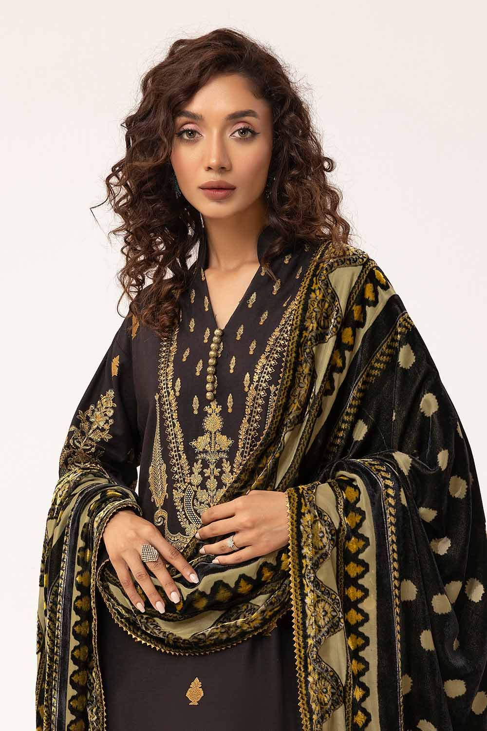 Gul Ahmed | Winter Collection 24 | Burnout Velvet Dupatta BVL-42002 by Gul Ahmed - Designer Dress - Type: Ladies Clothes - Available at Libayah - 100% Original