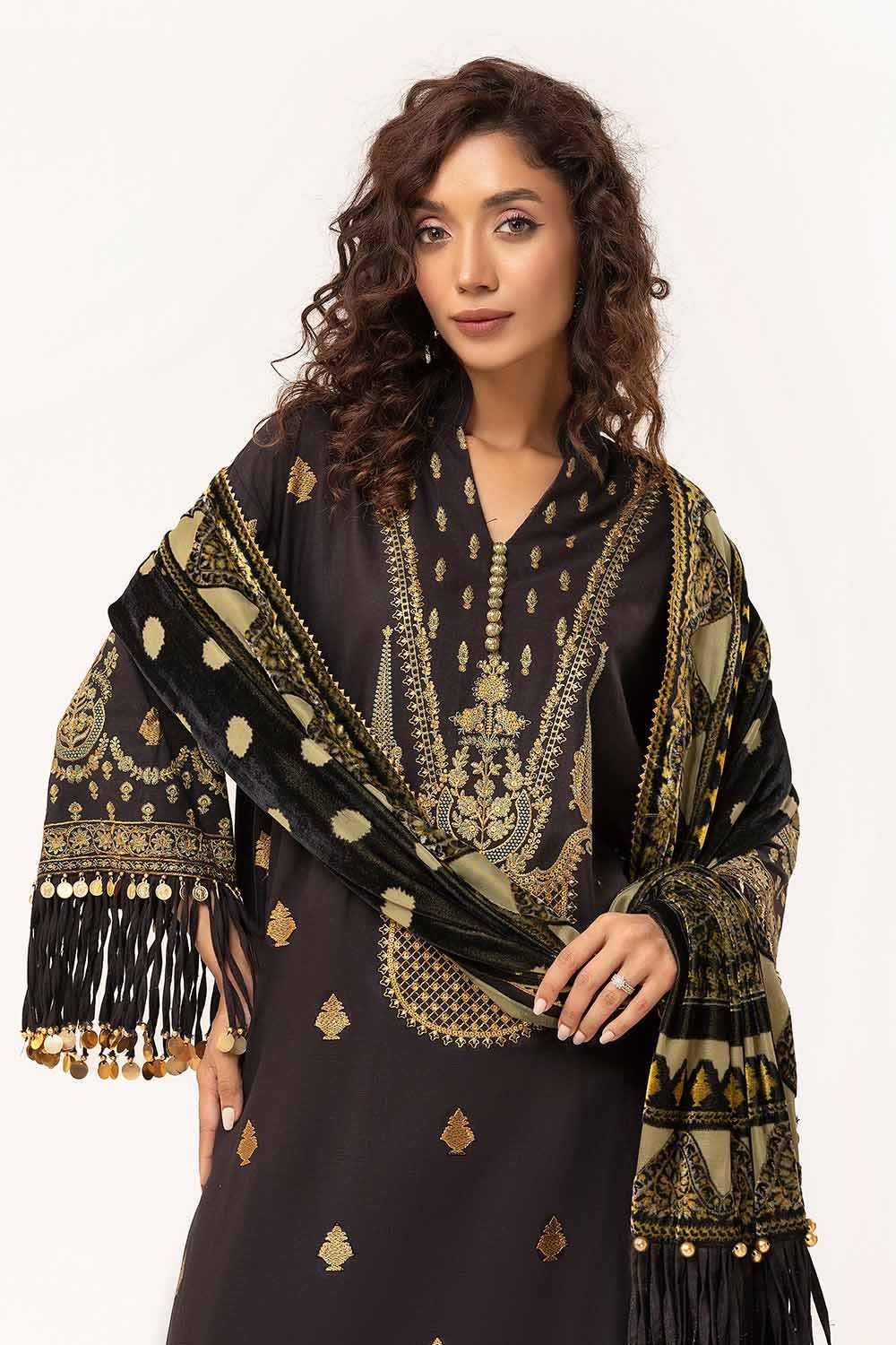 Gul Ahmed | Winter Collection 24 | Burnout Velvet Dupatta BVL-42002 by Gul Ahmed - Designer Dress - Type: Ladies Clothes - Available at Libayah - 100% Original
