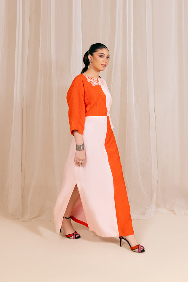 Fozia Khalid | Kaftaan | Coral Bloom by Fozia Khalid - Designer Dress - Type: Ladies Clothes - Available at Libayah - 100% Original