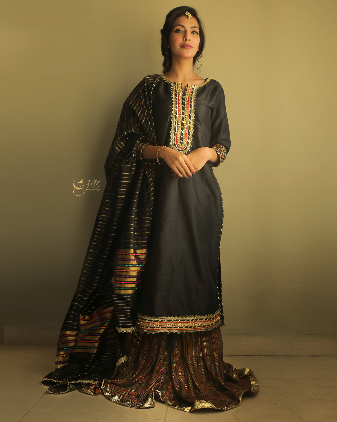 Zar | Gharara Formals | 3 PIECE EMBELLISHED SUIT - Black by Zar - Designer Dress - Type: Ladies Clothes - Available at Libayah - 100% Original