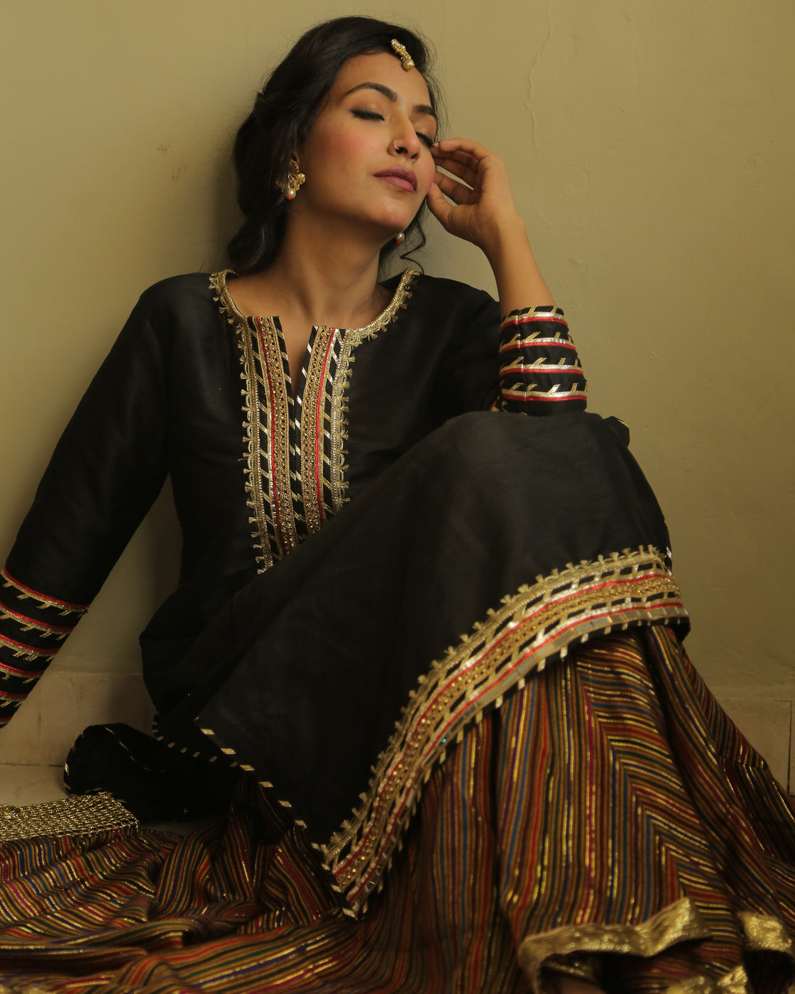 Zar | Gharara Formals | 3 PIECE EMBELLISHED SUIT - Black by Zar - Designer Dress - Type: Ladies Clothes - Available at Libayah - 100% Original