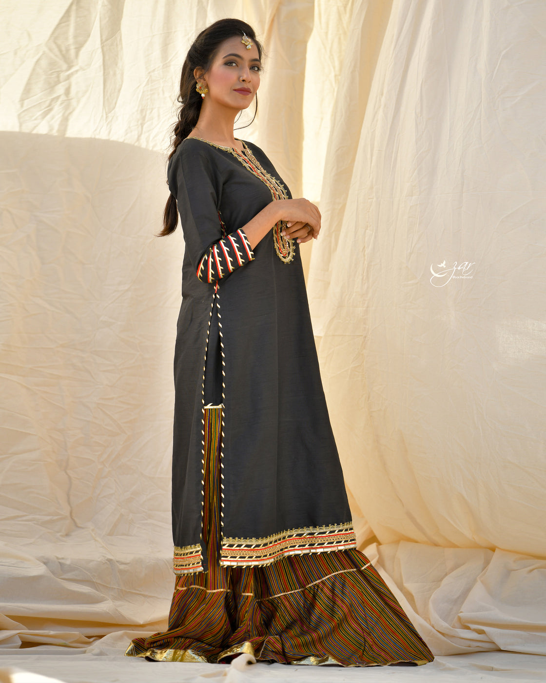 Zar | Gharara Formals | 3 PIECE EMBELLISHED SUIT - Black by Zar - Designer Dress - Type: Ladies Clothes - Available at Libayah - 100% Original