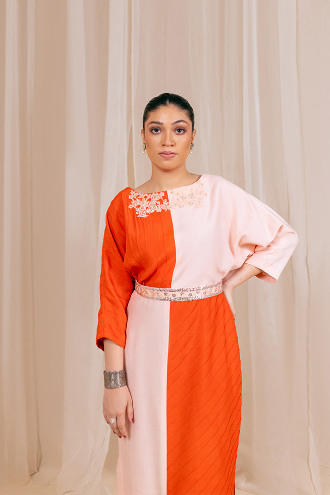 Fozia Khalid | Kaftaan | Coral Bloom by Fozia Khalid - Designer Dress - Type: Ladies Clothes - Available at Libayah - 100% Original