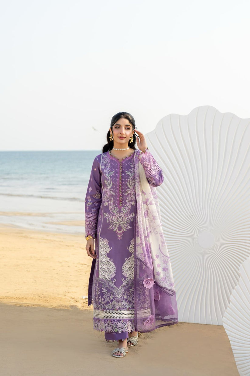Aabyaan | Saagar Luxury Lawn 25 | ZARQA (AS-01) by Aabyaan - Designer Dress - Type: Ladies Clothes - Available at Libayah - 100% Original