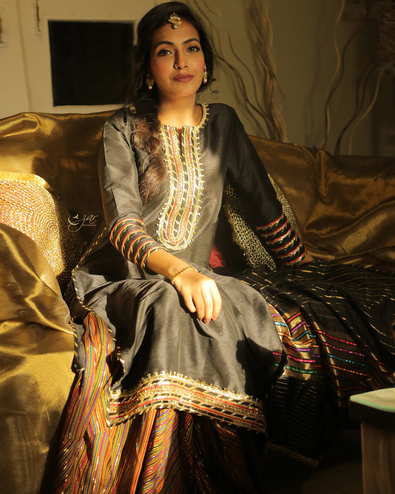 Zar | Gharara Formals | 3 PIECE EMBELLISHED SUIT - Black by Zar - Designer Dress - Type: Ladies Clothes - Available at Libayah - 100% Original