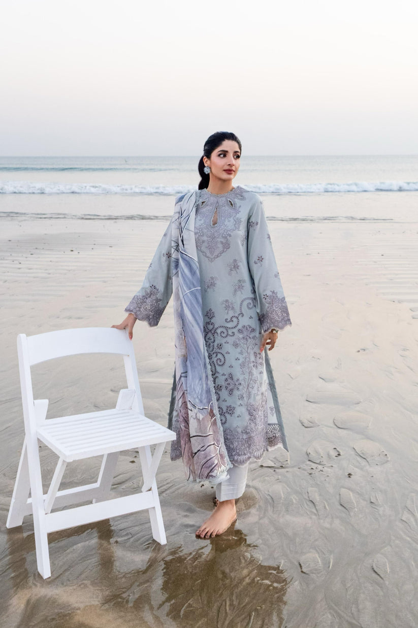 Aabyaan | Saagar Luxury Lawn 25 | ZUMAR (AS-10) by Aabyaan - Designer Dress - Type: Ladies Clothes - Available at Libayah - 100% Original